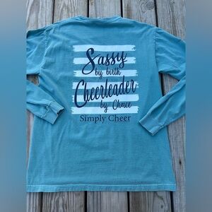 Comfort Colors Women's Teal Simply Cheer Cheerleader‎ Tee Shirt Size M Preppy